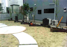 枕木でおしゃれに